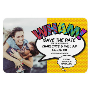 Fun Colorful WHAM Photo Save the Date Magnet