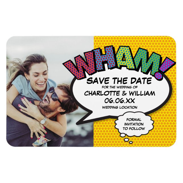 Fun Colorful WHAM Photo Save the Date Magnet (Horizontal)