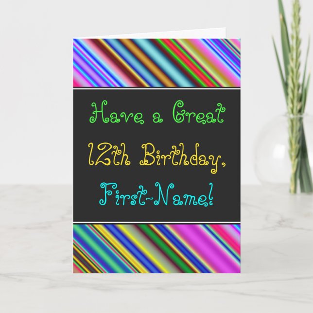 Fun, Colorful, Whimsical 12th Birthday Card (Front)