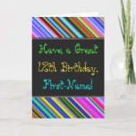[ Thumbnail: Fun, Colorful, Whimsical 12th Birthday Card ]