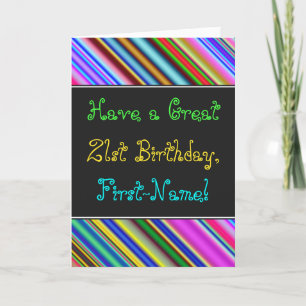 Fun, Colorful, Whimsical 21st Birthday Card