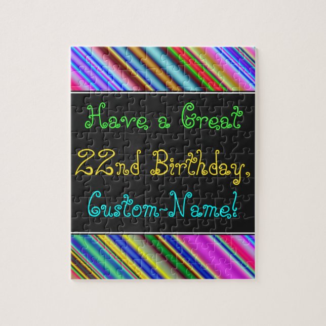 Fun, Colorful, Whimsical 22nd Birthday Puzzle (Vertical)