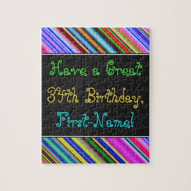 Fun, Colorful, Whimsical 34th Birthday Puzzle (Vertical)