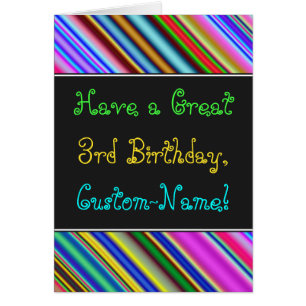 Fun, Colorful, Whimsical 3rd Birthday Card