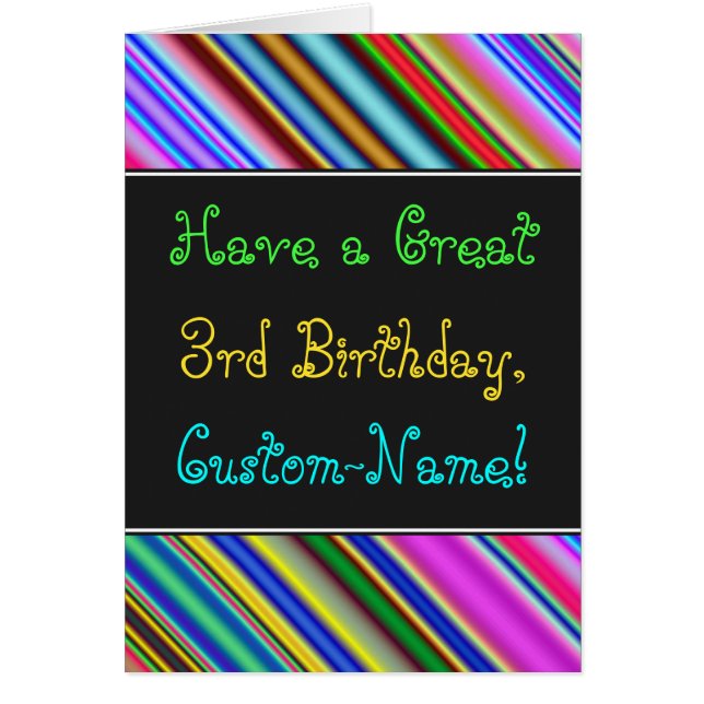 Fun, Colorful, Whimsical 3rd Birthday Card (Front)