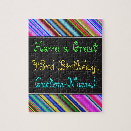 Fun Colorful Whimsical 43rd Birthday Puzzle