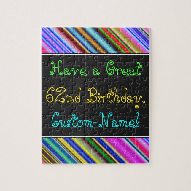 Fun, Colorful, Whimsical 62nd Birthday Puzzle (Vertical)