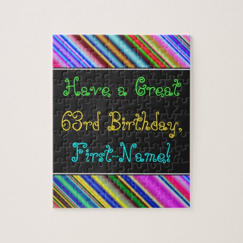 Fun Colorful Whimsical 63rd Birthday Puzzle