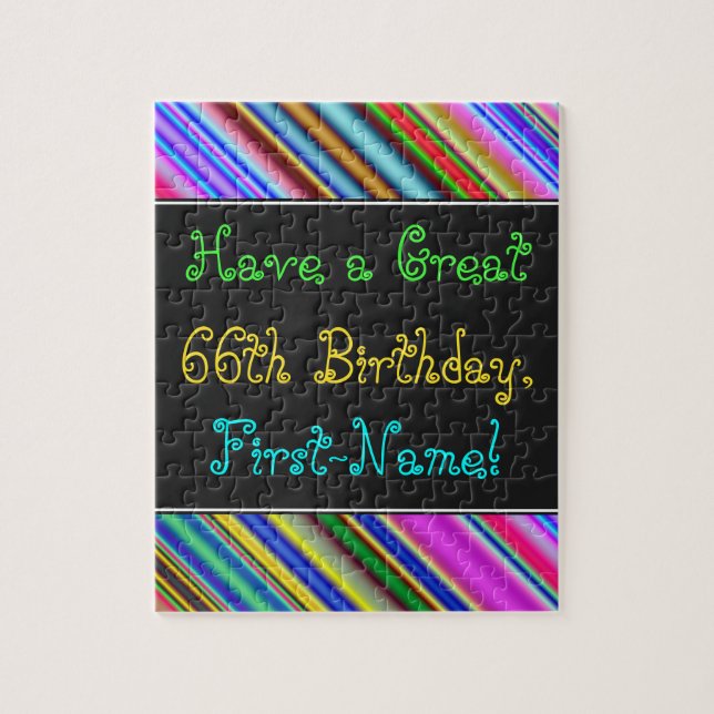 Fun, Colorful, Whimsical 66th Birthday Puzzle (Vertical)