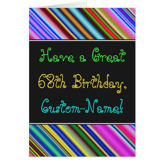 Fun, Colorful, Whimsical 68th Birthday Card (Front)