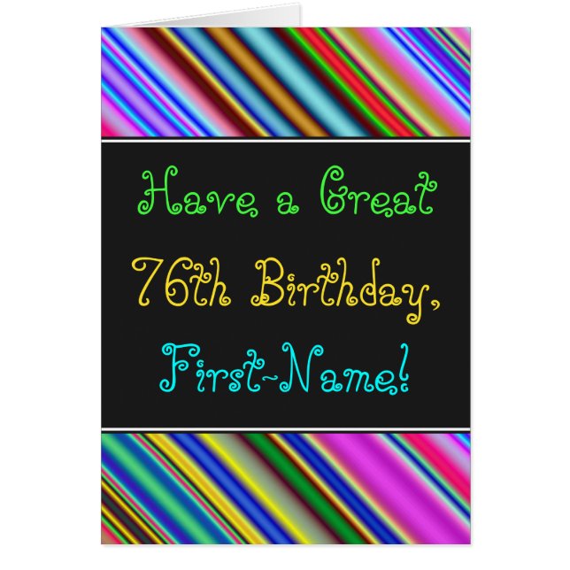 Fun, Colorful, Whimsical 76th Birthday Card (Front)