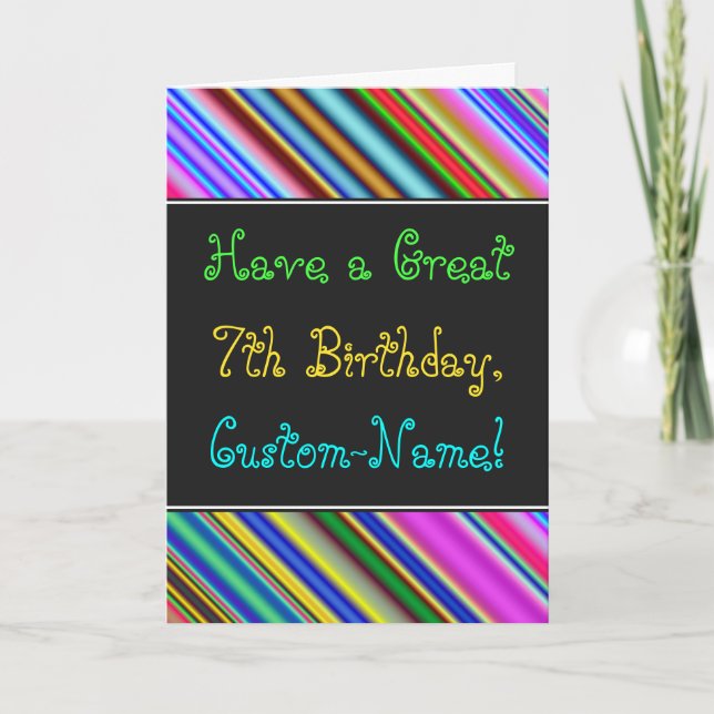Fun, Colorful, Whimsical 7th Birthday Card (Front)
