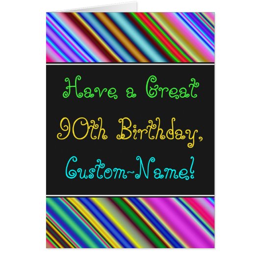 Fun, Colorful, Whimsical 90th Birthday Card (Front)