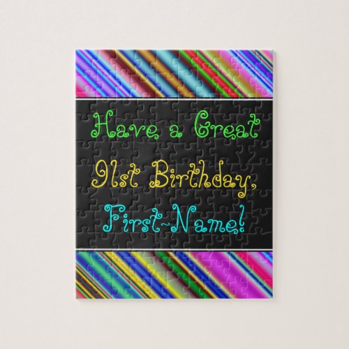 Fun Colorful Whimsical 91st Birthday Puzzle