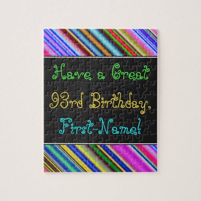 Fun, Colorful, Whimsical 93rd Birthday Puzzle (Vertical)