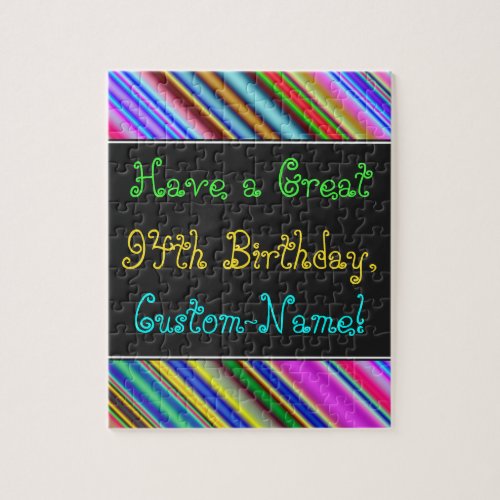 Fun Colorful Whimsical 94th Birthday Puzzle