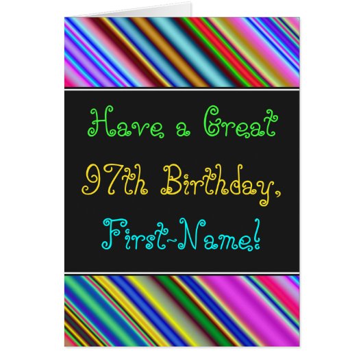 Fun, Colorful, Whimsical 97th Birthday Card (Front)