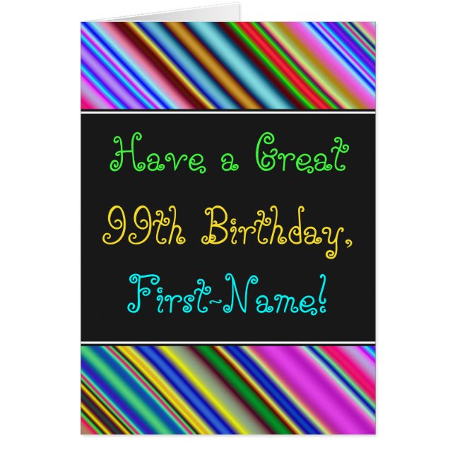 Fun, Colorful, Whimsical 99th Birthday Card (Front)