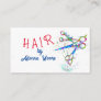 fun colorful whimsical scissors art on white  business card