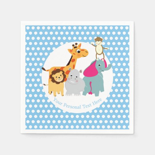 Fun Colorful Whimsy Zoo Animals Cute Paper Napkins