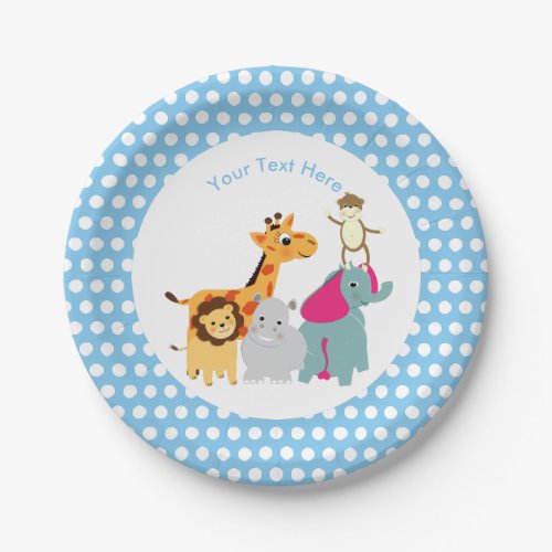 Fun Colorful Whimsy Zoo Animals Cute Paper Plates