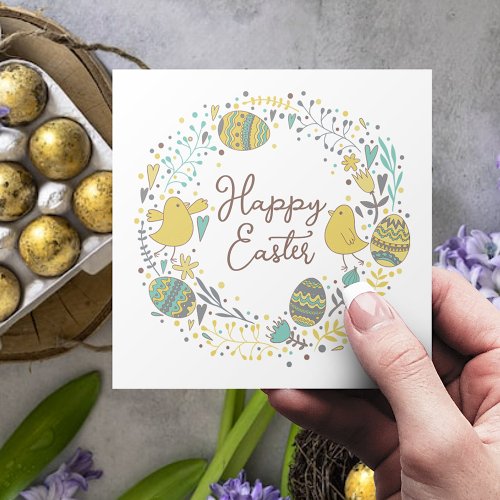 Fun Colorful Wreath Easter Brunch Egg Hunt Holiday Card