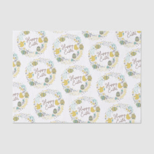 Fun Colorful Wreath Joyful Chicks Eggs Greeting Tissue Paper