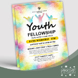 Fun & Colorful Youth Fellowship Church Event Flyer<br><div class="desc">Invite guests to your youth fellowship church events with this fun and colorful flyer featuring bright colors of paint splatter border frame and colorful gradient illustrations of people jumping. Customize the flyer to your liking.</div>