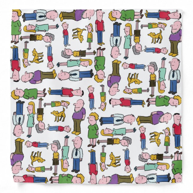 Fun Colourful Cartoon Characters on a Patterned Bandana (Front)