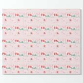 Fun Colourful Fa La La Typographic Pattern Pink Wrapping Paper (Flat)