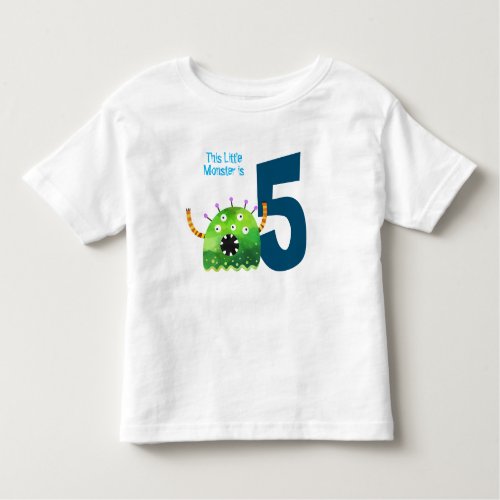 Fun colourful my little monster 5th birthday toddler t_shirt