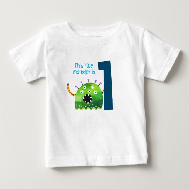 Fun colourful my little monster first birthday bab baby T-Shirt (Front)
