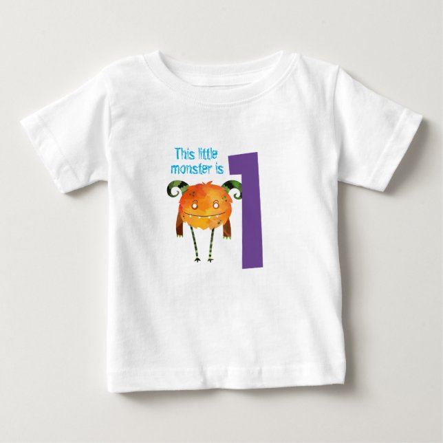 Fun colourful my little monster first birthday baby T-Shirt (Front)