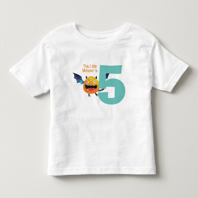 Fun colourful My Little Monster is 5 birthday   Toddler T-shirt (Front)