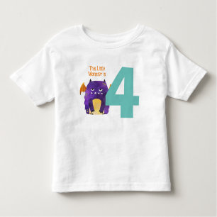 Fun colourful My Little Monster is four birthday Toddler T-shirt