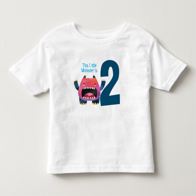 Fun colourful My Little Monster is two birthday  T Toddler T-shirt (Front)