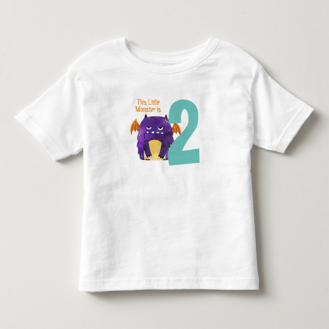 Fun colourful My Little Monster is two birthday  Toddler T-shirt (Front)