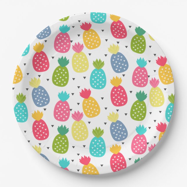 Fun Colourful Pineapple pattern   Paper Plates (Front)