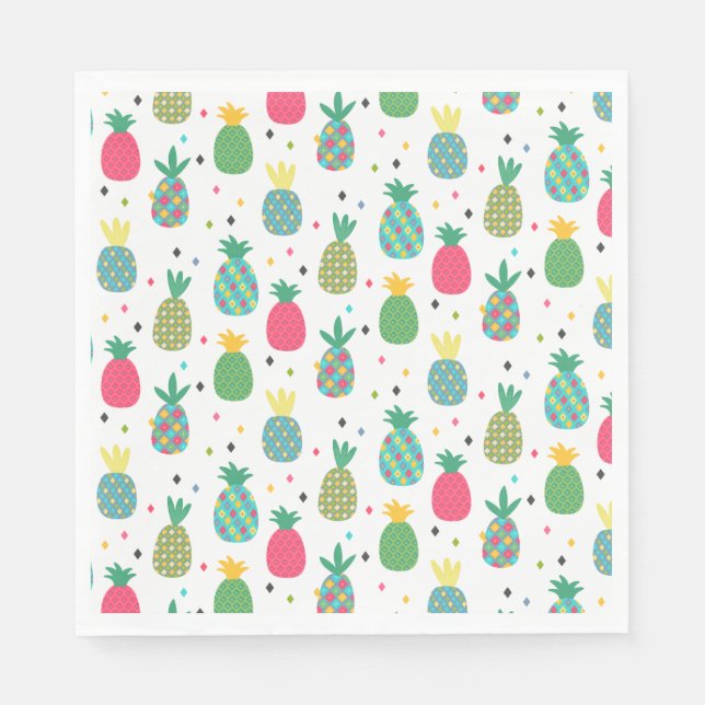 Fun colourful pineapple patterned  napkins (Front)