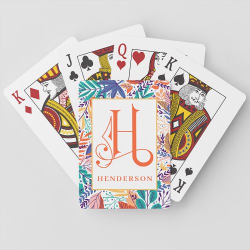 Fun Colroful Tropical Pattern  H Monogram Bicycle Poker Cards