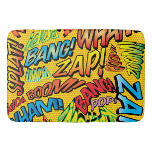Fun Comic Book Modern Colorful Typography Bath Mat