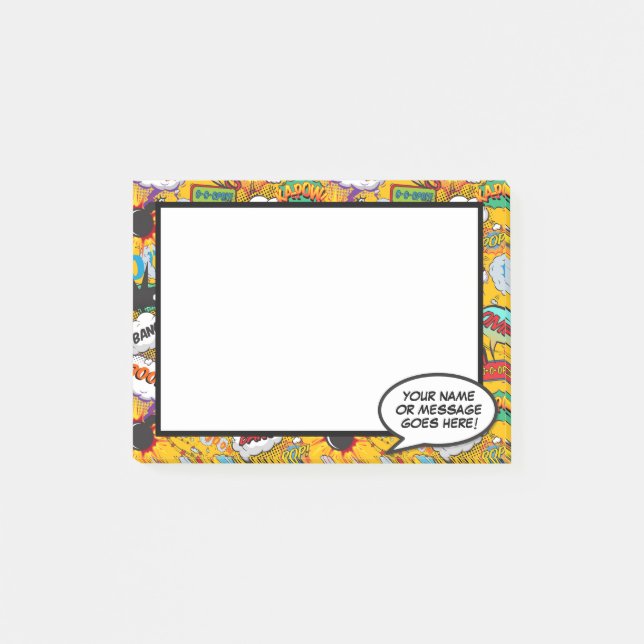 Fun Comic Book Speech Bubble Name Message Post-it Notes (Front)