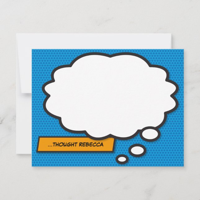 Fun Comic Book Think Bubble Personalized Note Card (Front)