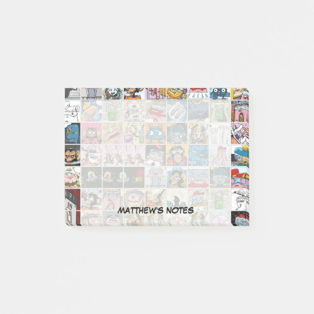 Fun Comic Characters Kids Pattern Personalized Pos Post-it Notes (Front)