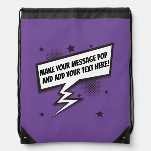 Fun comic style callout speech bubble drawstring bag