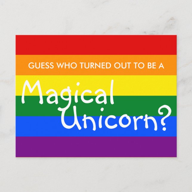 Fun Coming Out Magical Unicorn (Customizable Text) Postcard (Front)