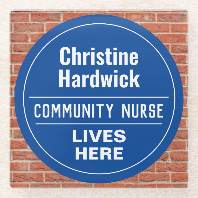 Fun Community Nurse Wall Plaque Style Glass Coaster (Front)