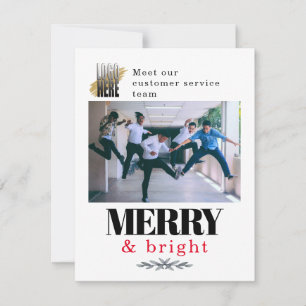 Fun Company Photo Merry Bright Christmas Holiday Card