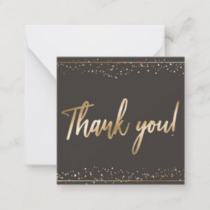 Fun Confetti Faux Gold Foil Script Thank You Note Card