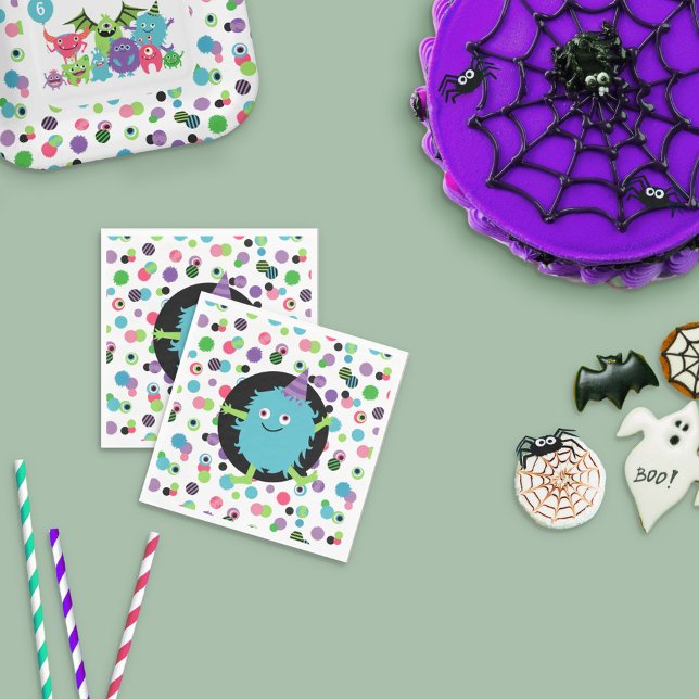 Fun Confetti Monster Mash Birthday Party Napkins (Creator Uploaded)